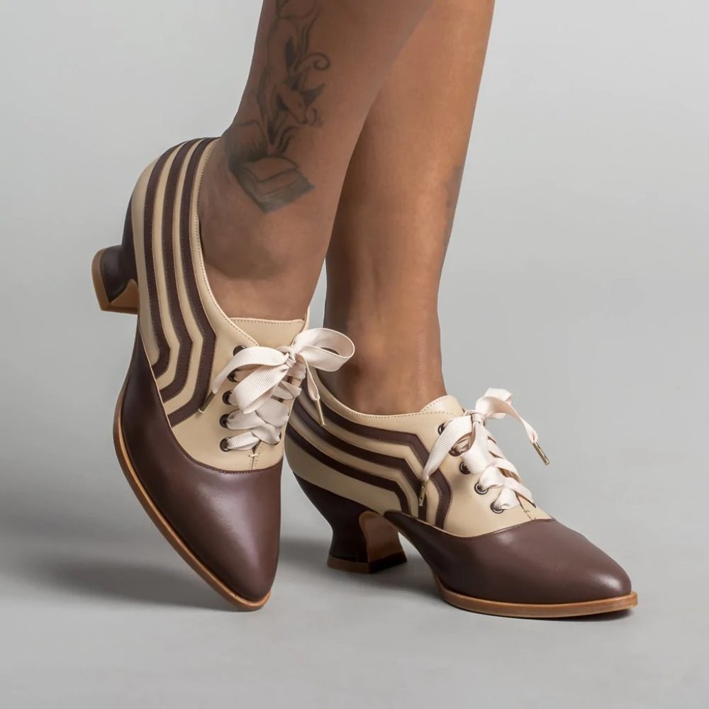 American Duchess Bernadette Women's Edwardian Oxfords (Tan/Brown)